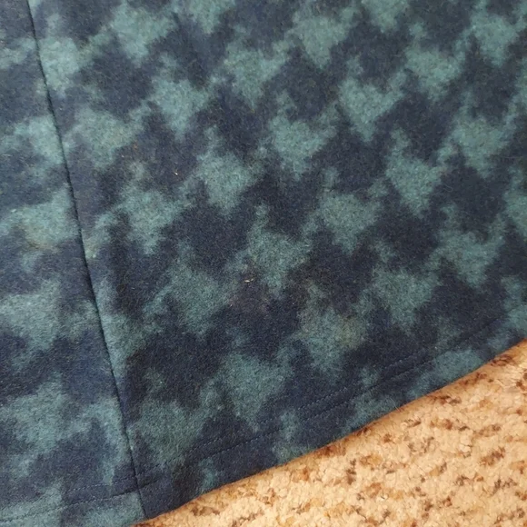 VTG Free People Houndstooth Wool Blend A-Line Midi Skirt Blue Sz 5 Made in USA - Picture 4 of 10